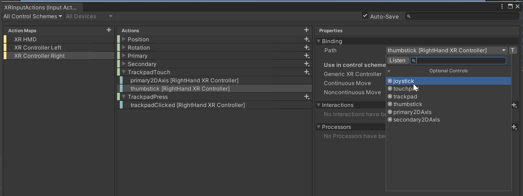 Input System: Correct bindings for Oculus controller 'thumbstick' input? -  Unity Forum